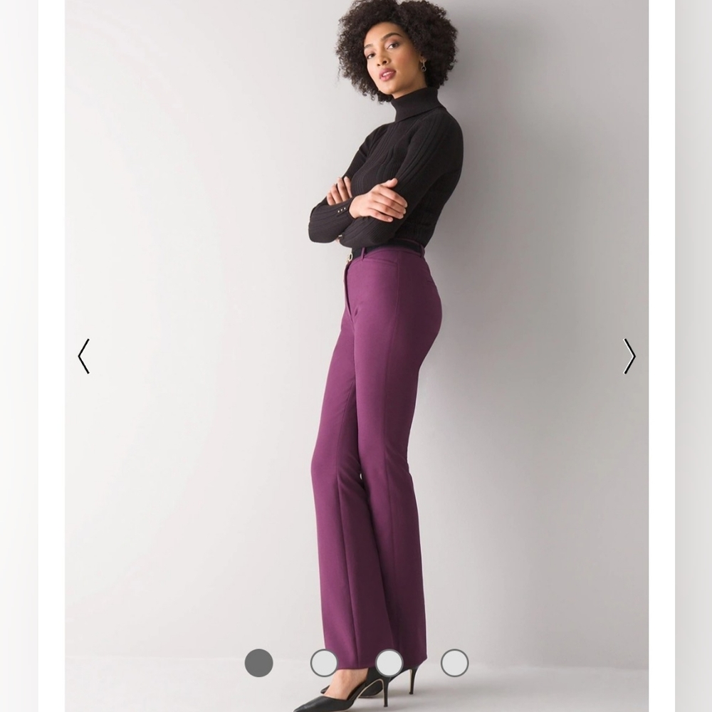 WHBM plum stretch slim bootcut pants